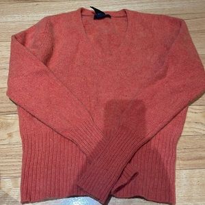 orange wool v-neck sweater